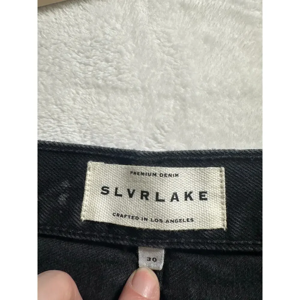 SLVRLAKE London Crop In Long Gone Black Wash Distressed Straight Size 30 EUC‎